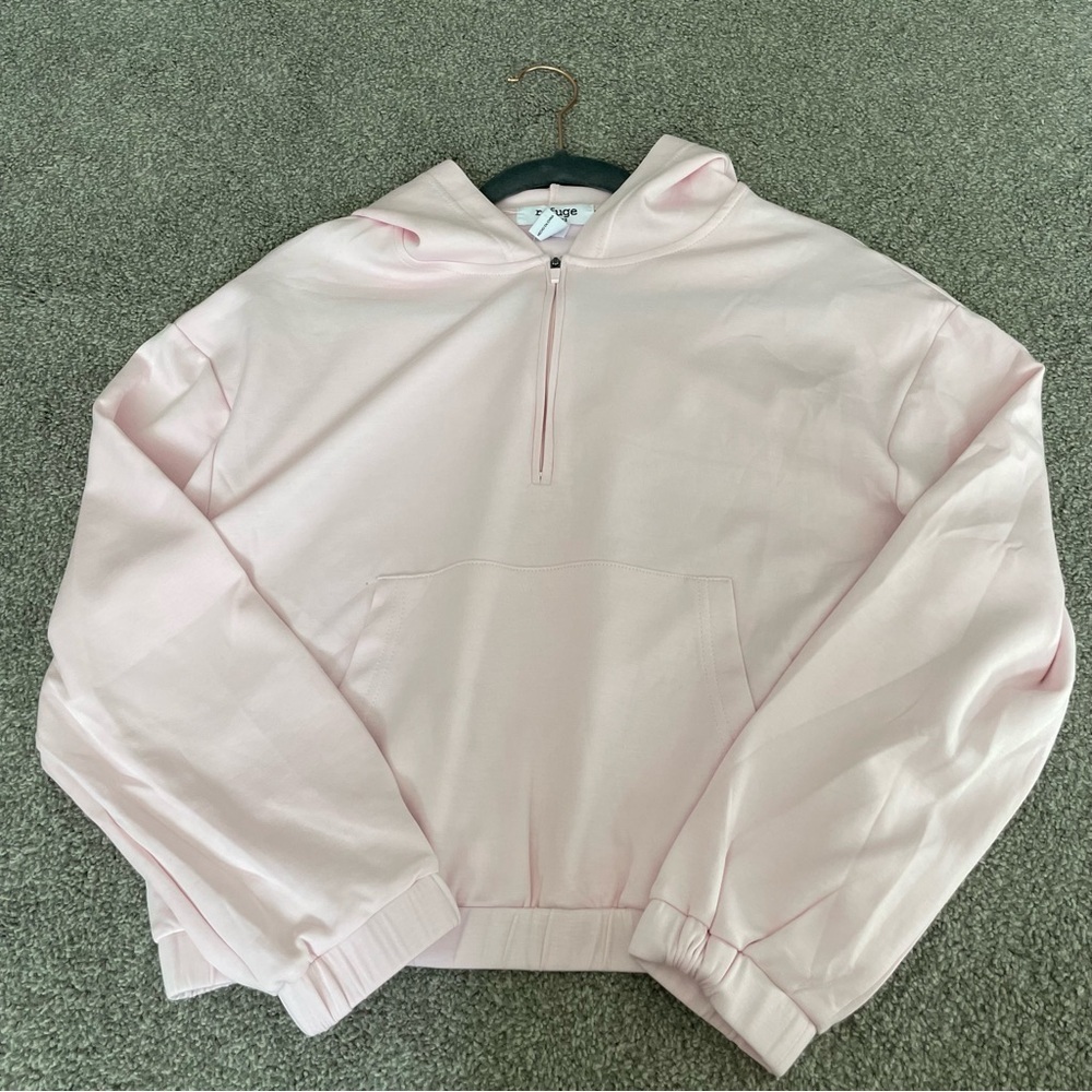 3/$45 Baby Pink Half Zip Hoodie Sweatshirt - Picture 7 of 7